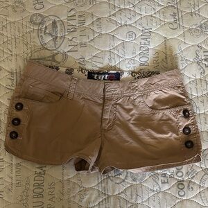 Tyte  Tan Bermuda Shorts with Side Button Detail